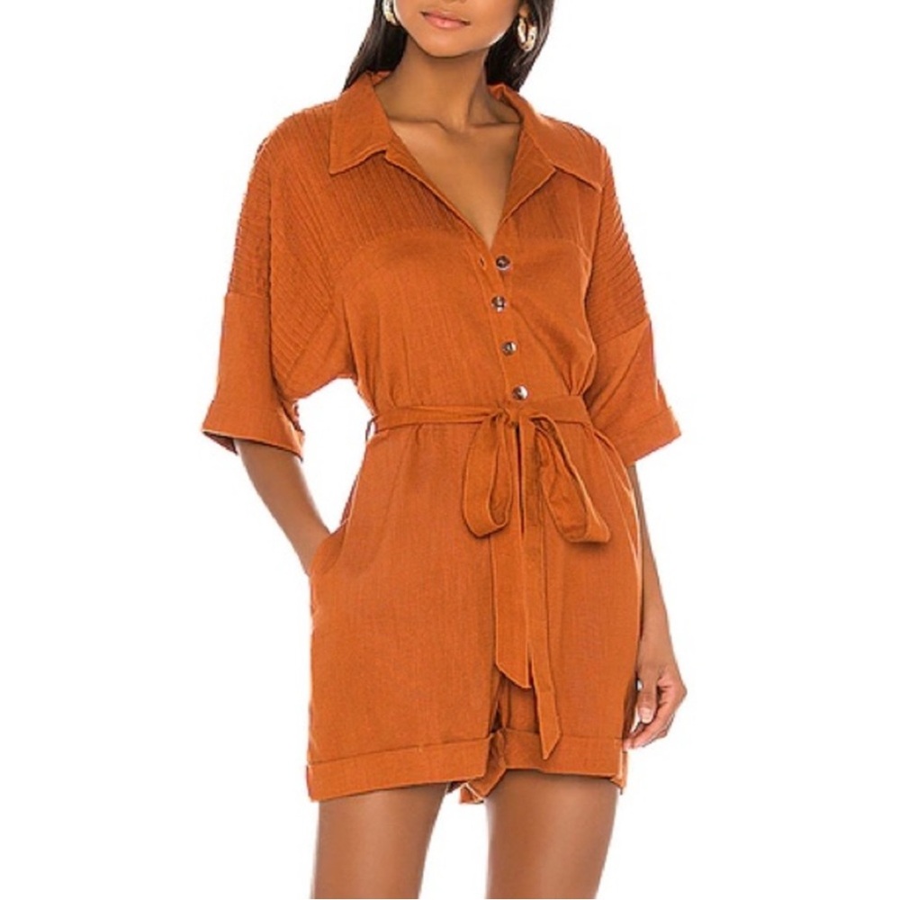 Spell Linen Rani Romper in Rust XL